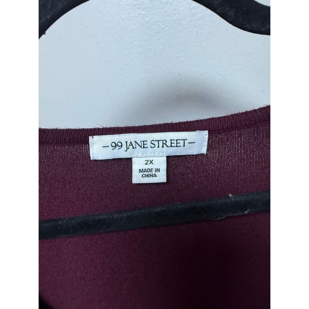 99 Jane Street Tunic Sweater Womens 2X Burgundy Excellent Handkerchief Hem - Picture 2 of 7